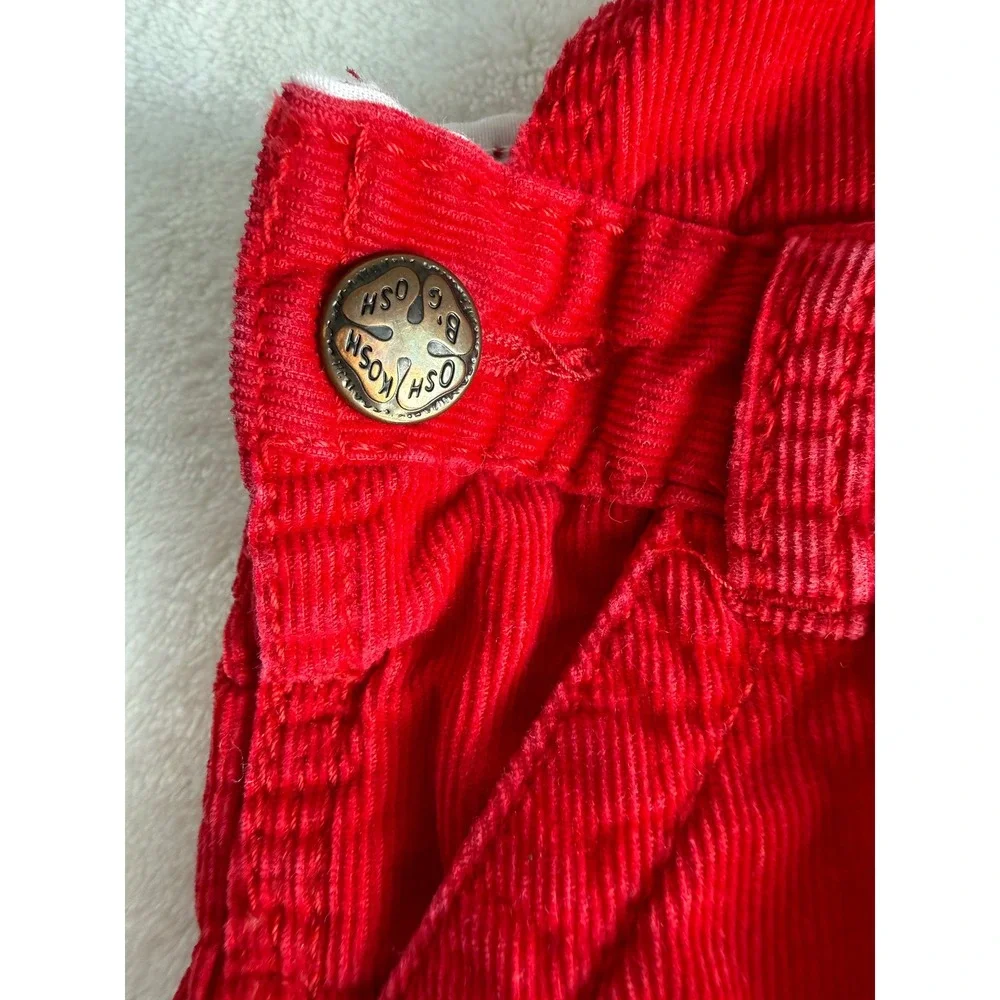 Vintage OshKosh B'gosh‎ Red Corduroy Overalls with White Bow 24 Months Y2K 80s